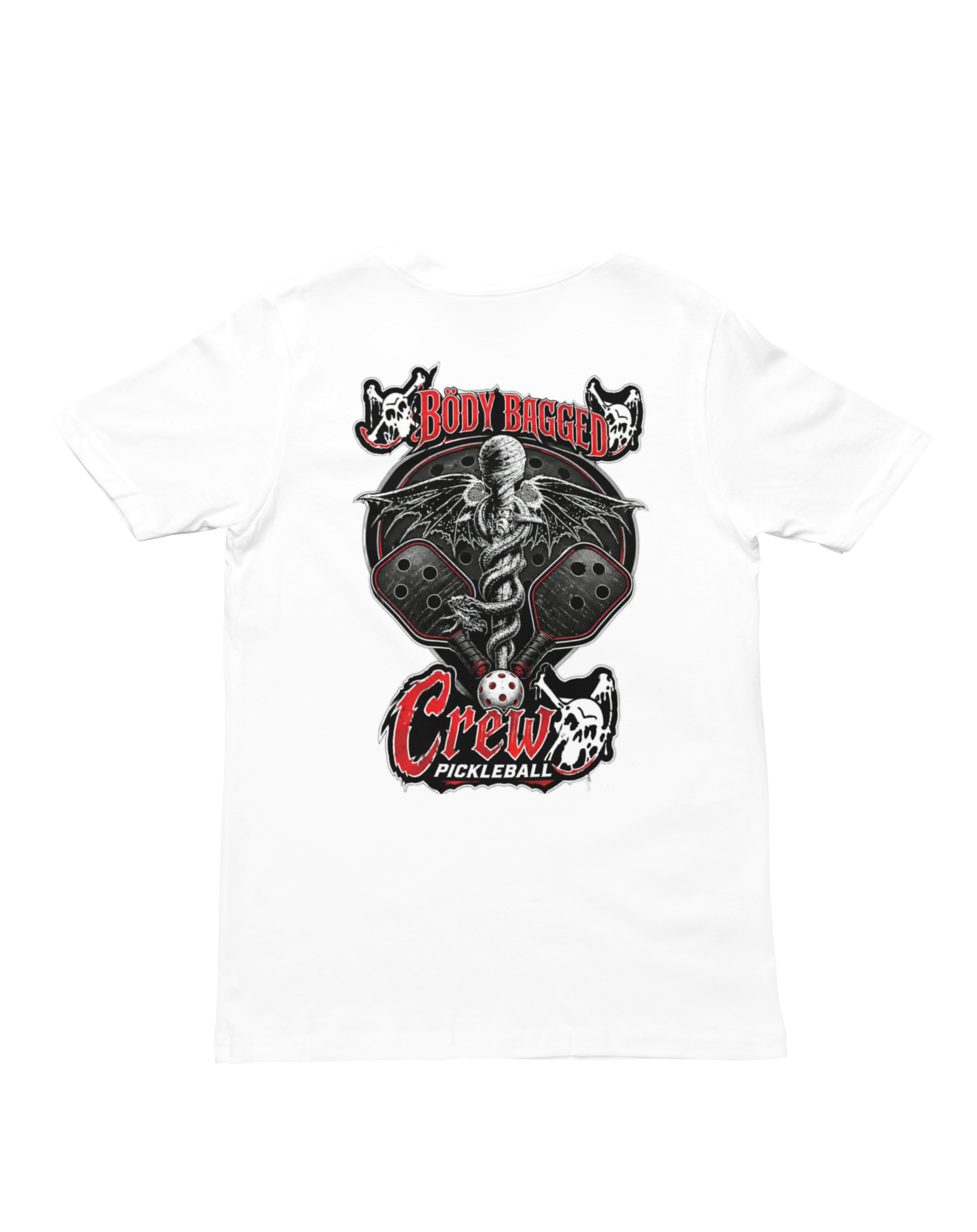 back of Shirt Bodybagged Crew White